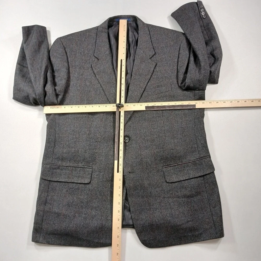 Club Room Cashmere Blend Sport Coat Mens 46S 46R‎ Grey Herringbone Windowpane